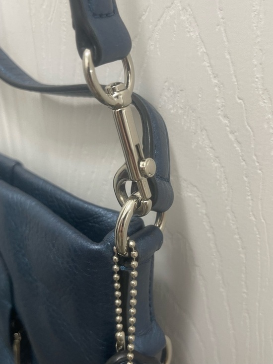Coach Pebbled Leather Shoulder Bag in Navy Blue - Picture 4 of 8